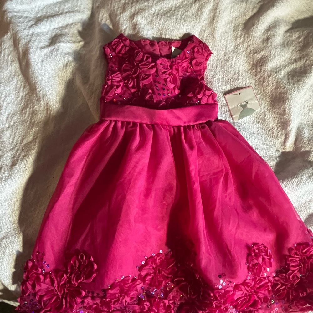 Rare Editions Pink Sleeveless Fit and Flare Dress for Weddings